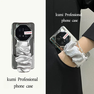 奢华设计感适用华为mate60pro 手机壳丝巾弹力腕带mate70rs非凡大师高级感MATE50超薄防摔外壳m40保时捷女款