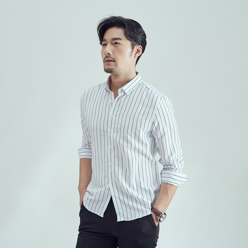 男新款男士条纹衬衣长袖潮流衬衫男衬衣228-1013-P18,男装衬衫,星座228