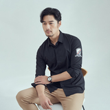 男士休闲弹力时尚休闲高品质肩章白衬衫两色228-1011-P40，男装衬衫，星座228