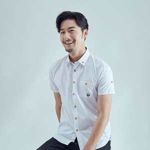 男士短袖修身时尚绣花小蘑菇短袖立领男衬衫228-CS282-P22图片
