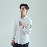 男士休闲弹力时尚休闲高品质肩章白衬衫两色228-1011-P40，男装衬衫，星座228