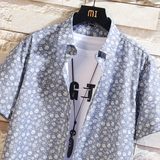 休闲时尚短袖花衬衫衬衣228-1099-P35，男装T恤，星座228