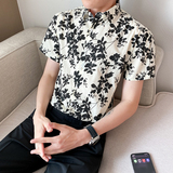 男士休闲花衬衣衬衫多色短袖衬衫228-1037-P32，男装T恤，星座228