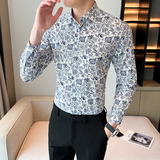 男士休闲多色花衬衫衬衣长袖衬衫228-1041-P35，男装衬衫，星座228