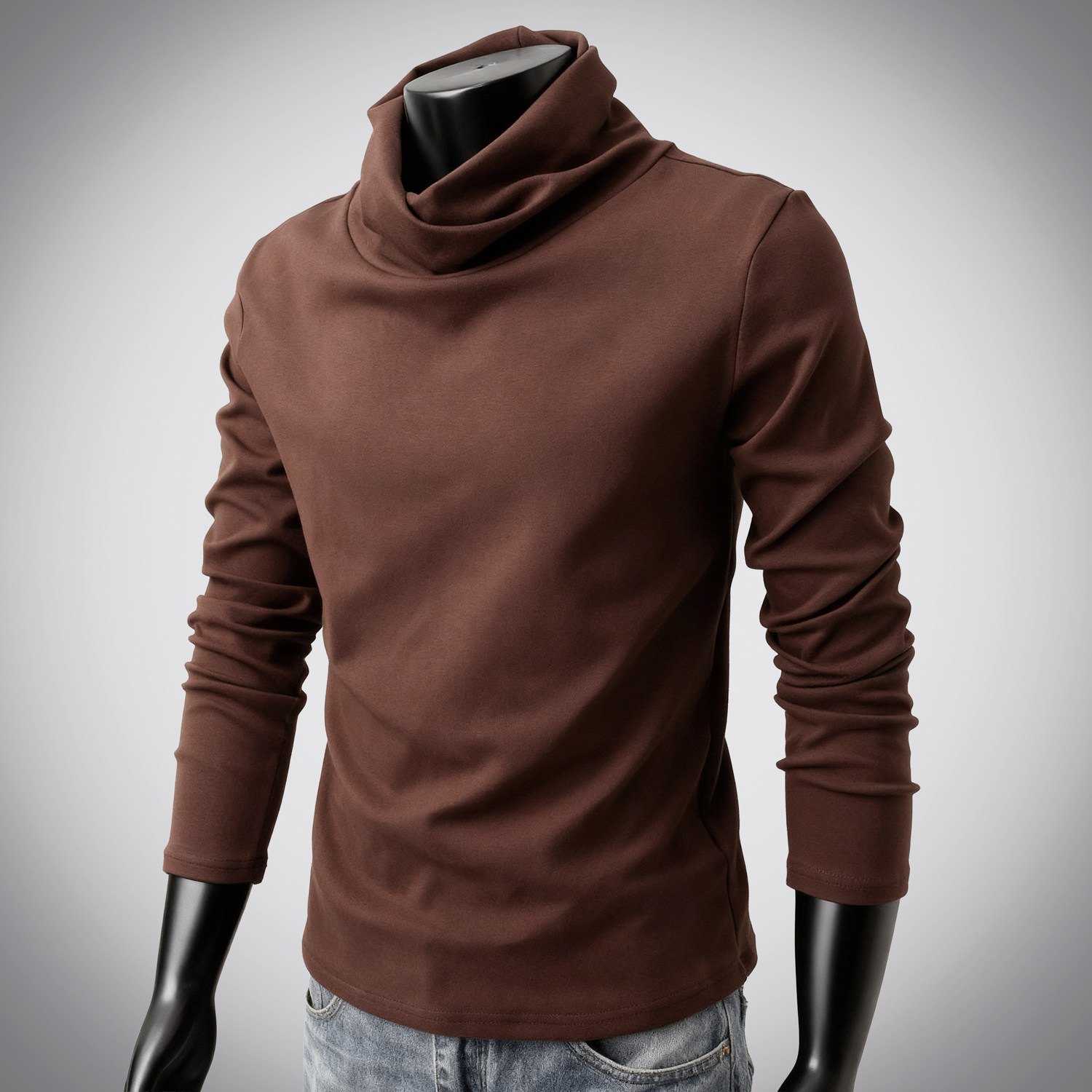 男士加绒加厚休闲堆堆领长袖T恤打底衫228-1176-P42，男装T恤，星座228