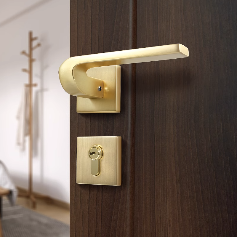 名门室内门锁卧室房间静音房门锁北欧风现代简约黑色分体门锁