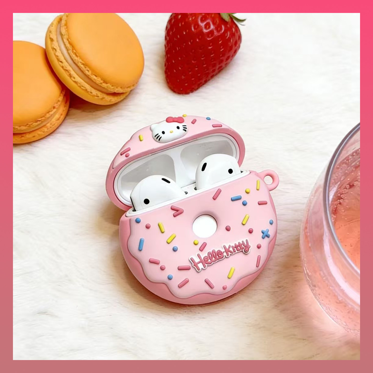 少女心粉色甜甜圈airpods4保护套airpod3适用苹果pr