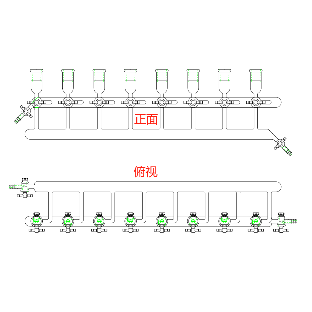 欣维尔 多肽合成双排管后排横梁小咀前排横梁四氟节门实验仪器玻璃 