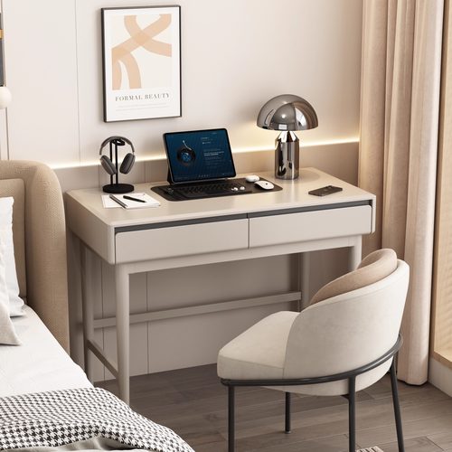 卧室实木书桌家用小户型床边现代简约桌子床头高级轻奢