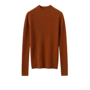 内搭毛衣秋冬款 打底衫 上衣 女半高领修身 无缝一线成衣100%山羊绒衫