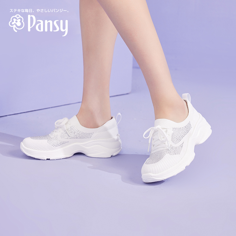 pansy日本厚底休闲运动带钻女鞋