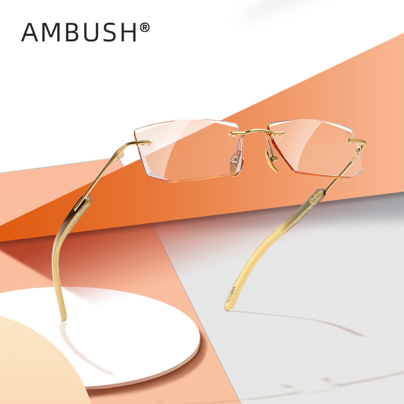 AMBUSH男士纯钛无框钻石切边