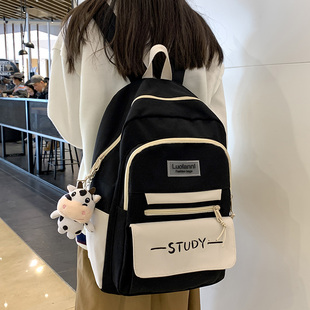 高颜值书包女生初中生大容量双肩包轻便休闲大学生中学生校园背包