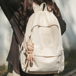 轻便百搭纯色书包女生初中生高中大容量双肩包大学生休闲旅行背包