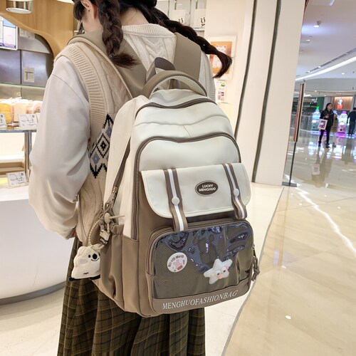 GUCEN日韩风书包女初中生双肩包