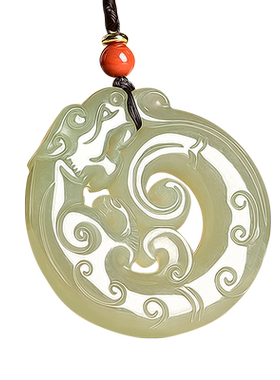 仿古龙男士新疆和田玉情侣吊坠