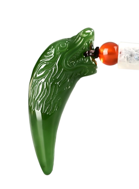 男女款和田玉碧玉狼牙吊坠