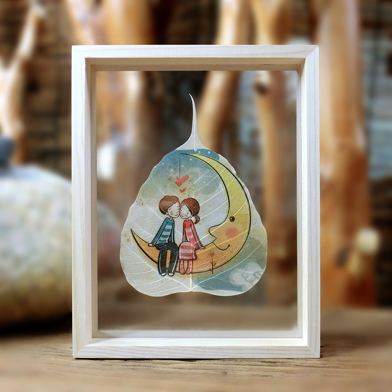 个性定制菩提树叶艺术照片婚纱照公司logo生日礼物送男女友父亲节