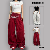 布韩街舞潮牌夏季 运动裤 ROKBBK 女拼接休闲速干街头爵士舞长裤