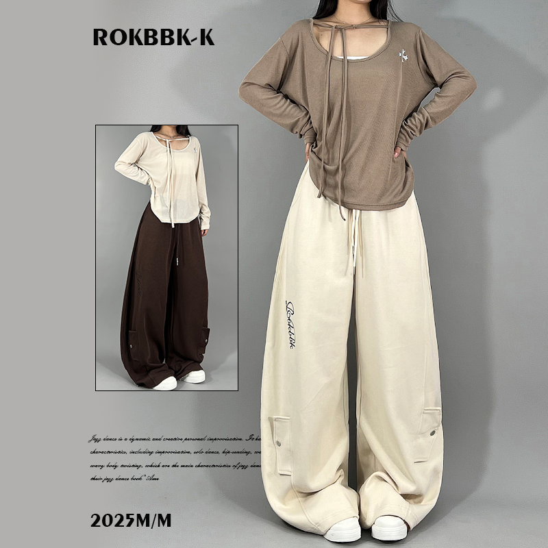 ROKBBK-K布韩街舞潮牌美式复古百搭松弛跳舞嘻哈休闲裤女爵士舞