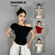 辣妹斜肩亮片设计感露肩跳舞短袖 ROKBBK K布韩街舞潮牌美式 T恤女