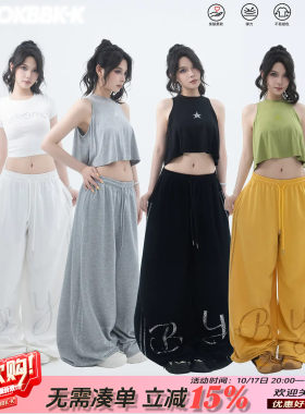 爵士风烫钻阔腿裤女宽松显瘦