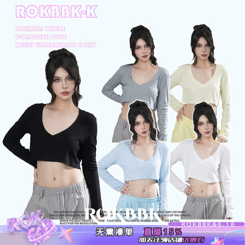 ROKBBK-K/V露脐T恤性感女装