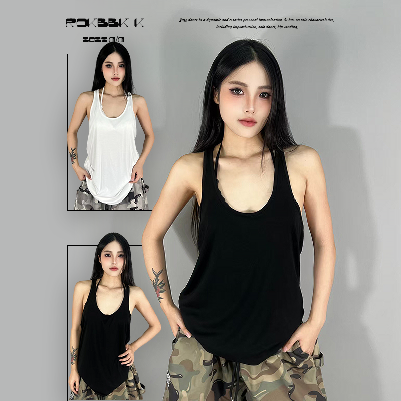 ROKBBK-K布韩街舞潮牌纯色百搭休闲宽松显瘦背心女爵士舞