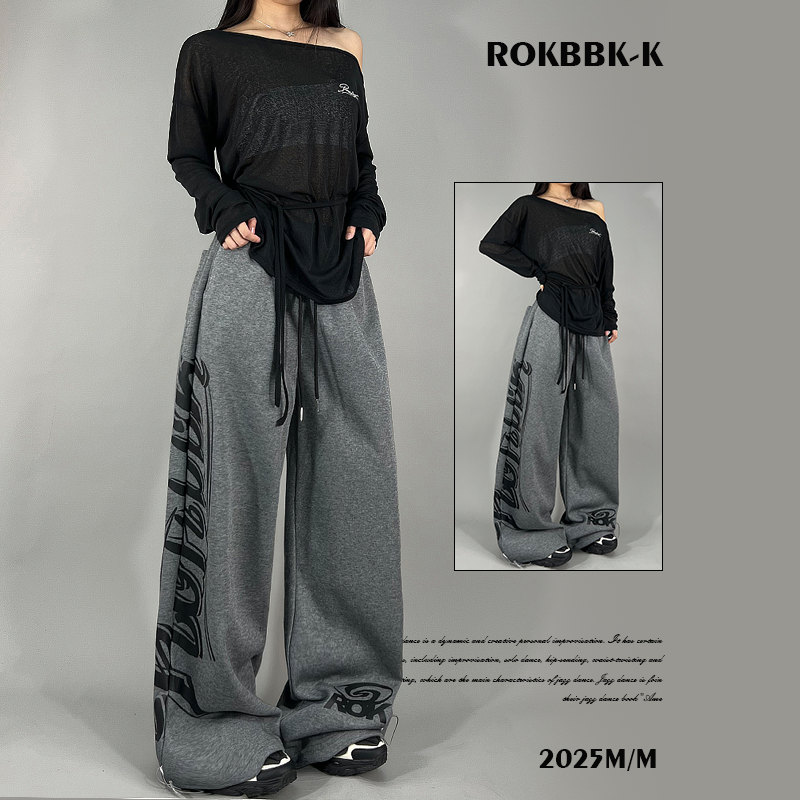 ROKBBK-K布韩街舞潮牌美式复古百搭松弛跳舞嘻哈休闲裤女爵士舞