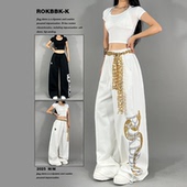 复古金银蛇hiphop休闲裤 ROKBBK K布韩街舞潮牌美式 女爵士舞