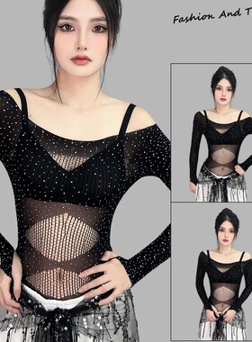 ROKBBK－K/布韩街舞潮牌连体烫钻爵士hiphop上衣女街舞休闲服装潮