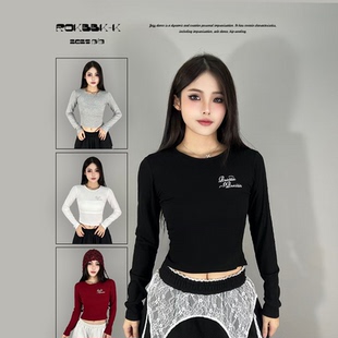 ROKBBK-K布韩街舞潮牌美式复古百搭简约休闲长袖T恤女爵士舞