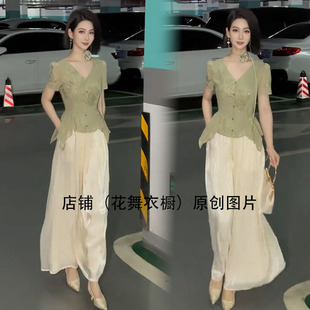 优雅精致气质夏季 新款 女神范高端重工修身 上衣搭配高腰半身裙套装