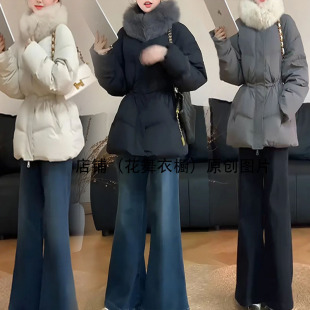 韩式毛领棉服套装女冬季加厚保暖收腰显瘦时尚气质冬装休闲时尚潮