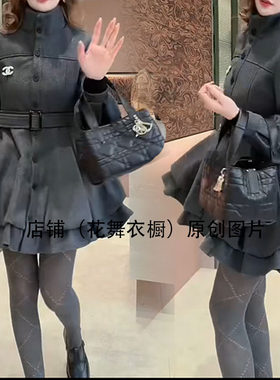 轻奢风立领收腰外套女中长款显瘦高级感赫本风外套花苞显瘦风衣裙