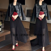 套装 时尚 女双排扣皮衣外套波点半身裙显瘦气质 新款 优雅潮2026春季