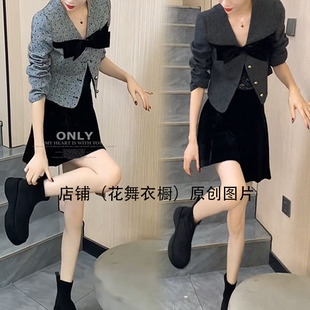 ONLY 2025秋季新款时尚套装女宽松显瘦蝴蝶结外套半身裙两件套潮