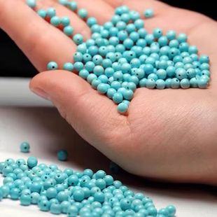 天然原矿绿松石圆珠散珠配珠单珠弟子珠小米珠隔珠diy配饰配件