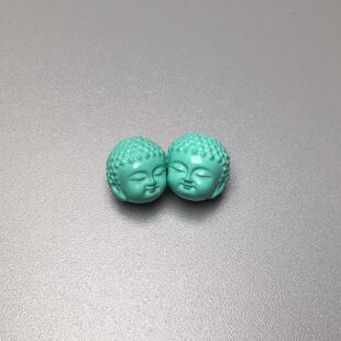 原矿高瓷绿松石宝宝佛头如来佛弥勒吊坠背云侧挂弟子配珠DIY配饰