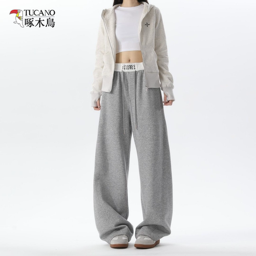 啄木鸟休闲弯刀卫裤女秋冬加绒