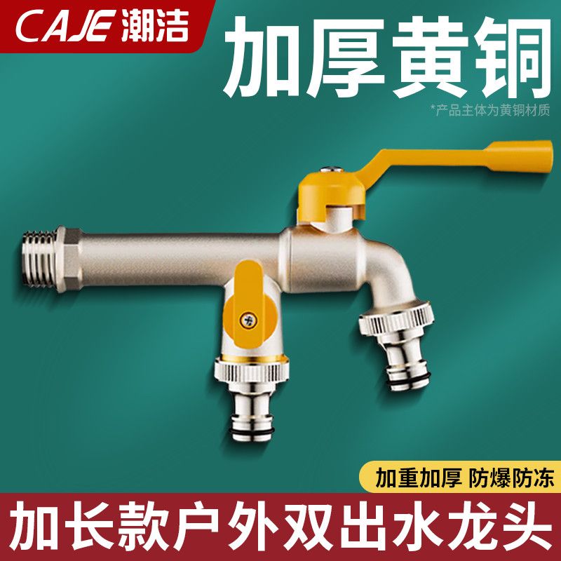 潮洁户外水龙头耐冻一进二出庭院洗衣机双出室外龙头花园双控