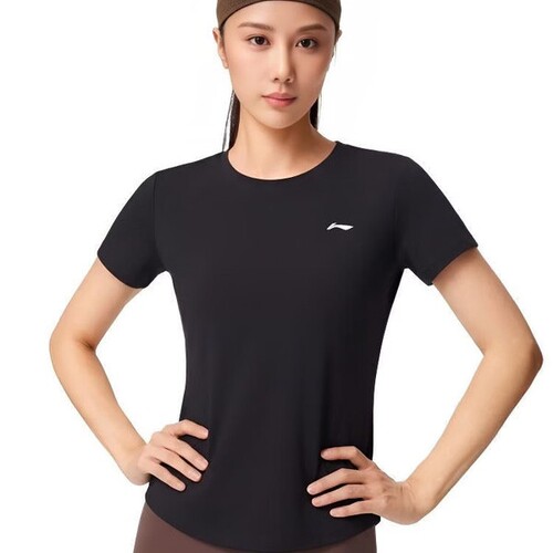 李宁舒适吸湿排汗短袖T恤女子26新款新舒适圆领运动上衣ATSW172