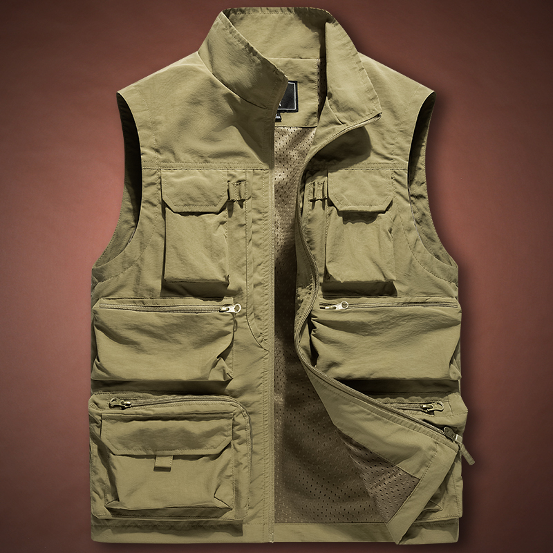 马甲男户外运动摄影工装背心春秋休闲多口袋钓鱼登山速干宽松马夹
