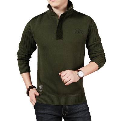 加厚外套大码纯色半拉链高领毛衣