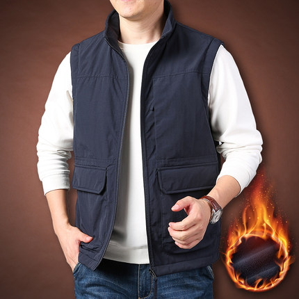 双面穿马甲男秋冬季大码宽松背心加绒加厚摇粒绒两面可穿男1215u