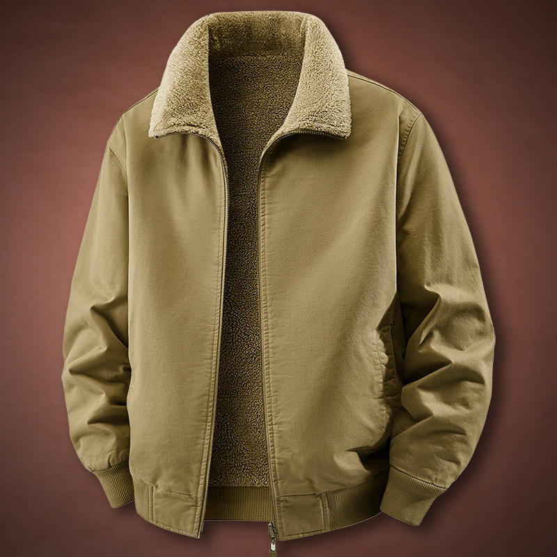 2025男士外套冬季大码宽松翻领棉衣男加绒加厚水洗纯棉保暖棉袄潮