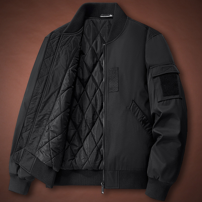 2025秋冬季加绒夹克男美式休闲工装军旅式外套飞行棒球领夹克衫潮