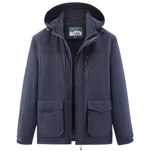 冬季多口袋工装棉衣速干外套男装户外运动登山大码宽松棉服爸爸装