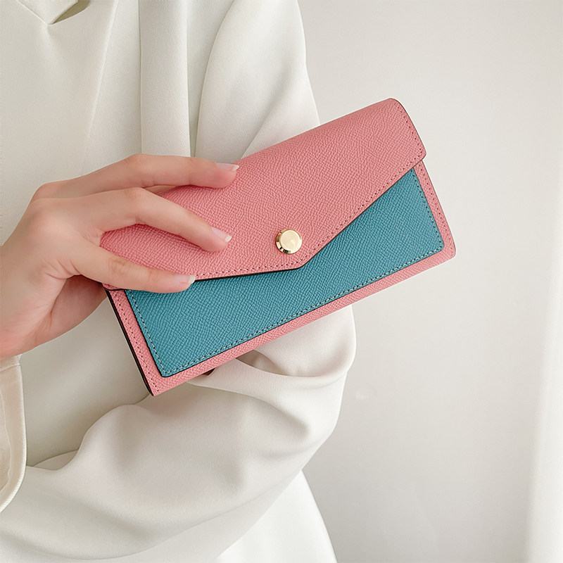 2025新款真皮拼色手包长款钱包可放手机小包包女士钱夹牛皮手拿包,箱包皮具/热销女包/男包,手拿包,淘宝优惠券,粉丝福利购,淘宝优惠卷