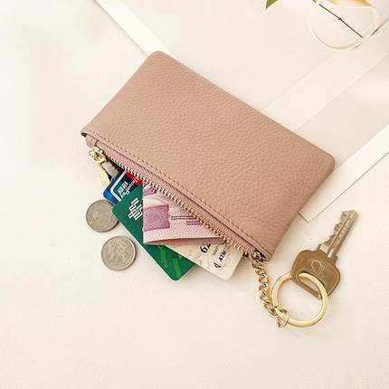 2025新款真皮女款钱包迷你小巧车钥匙包柔软牛皮小卡包零钱收纳包
